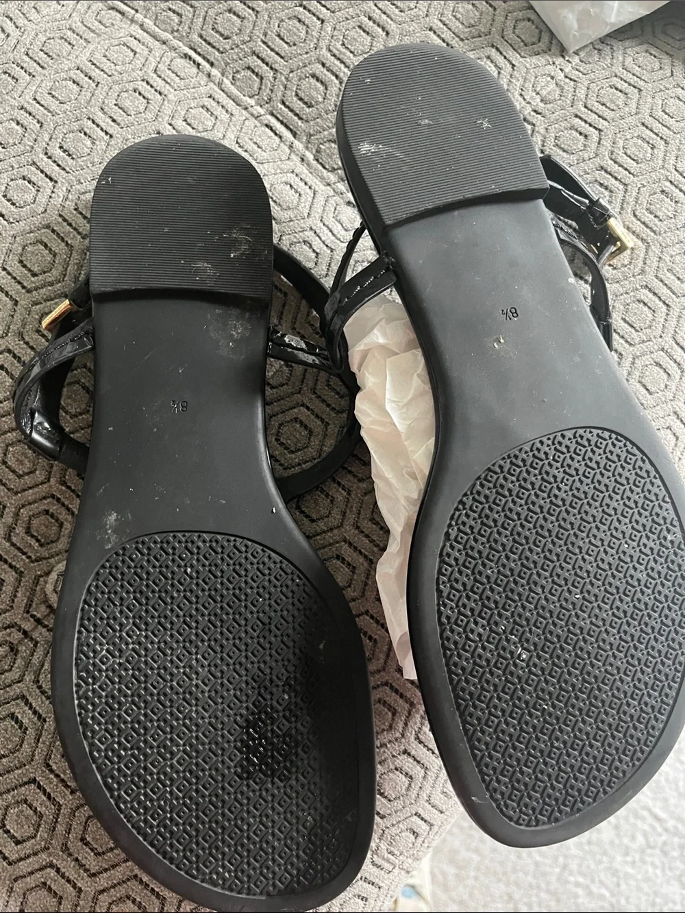 Tory Burch Black Soft Patent Leather Dillan Sandal Size 8.5